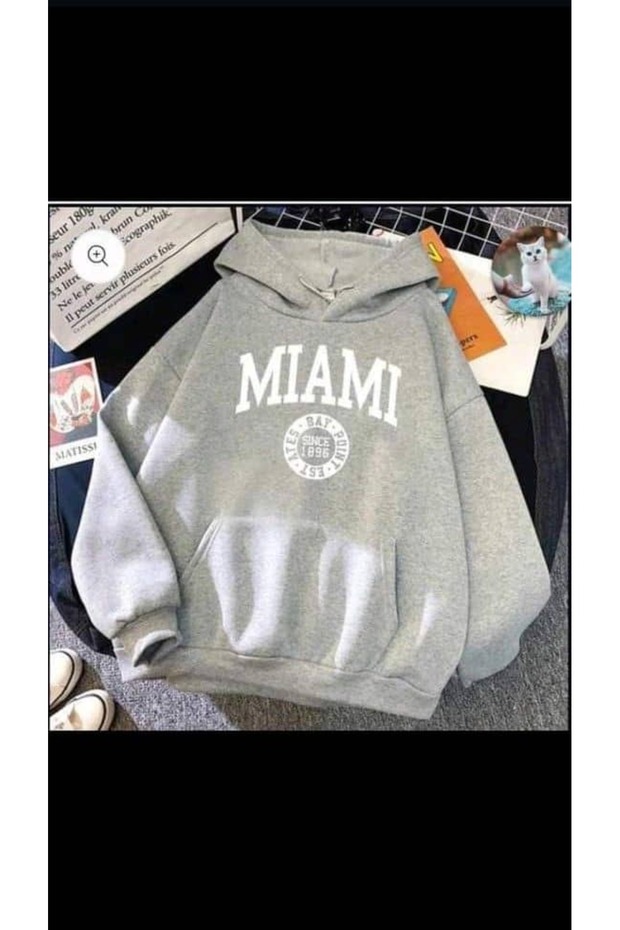 Unisex Gray Hooded Oversize Sweatshirt Comfortable Fit Cotton with Fleece Inside
