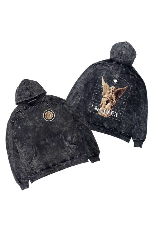 Unisex Anthracite Vintage Washed Oversize Hooded Sweatshirt Streetwear Hoodie