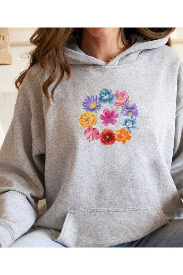 Unisex Gray Oversize Hooded Sweatshirt with Kangaroo Pocket, 3 Thread Raster Hoodie