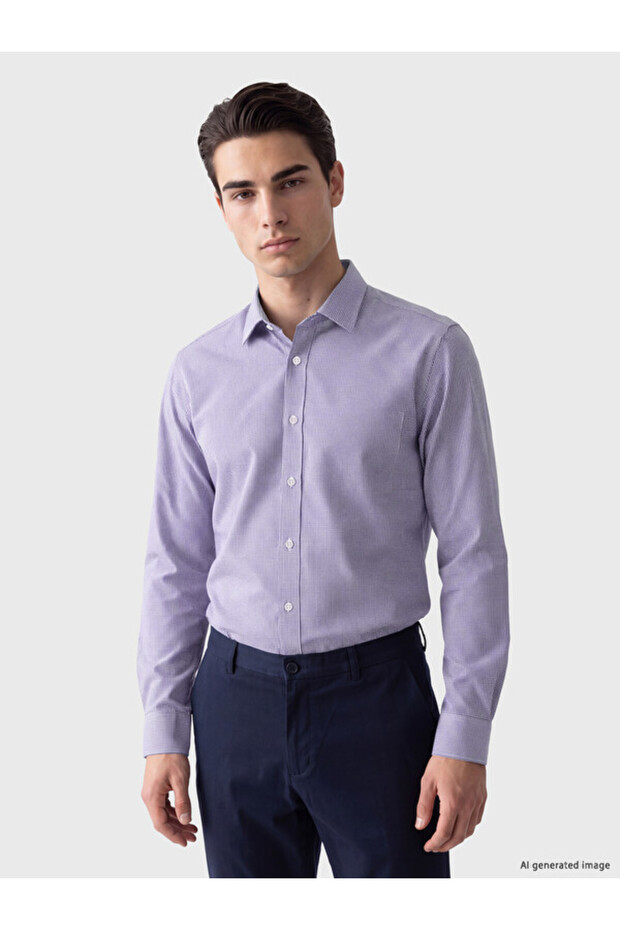 Esvab • Modern & Distinctive Standard Fit Checkered Embroidered Men's Shirt