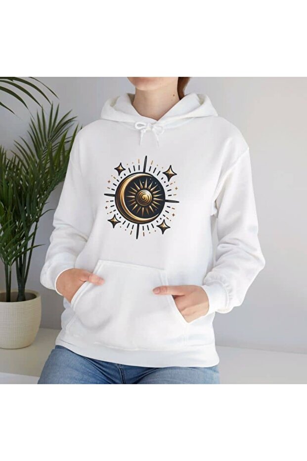 Unisex White Oversize Hooded Sweatshirt with Kangaroo Pocket, 3 Thread Raster Hoodie