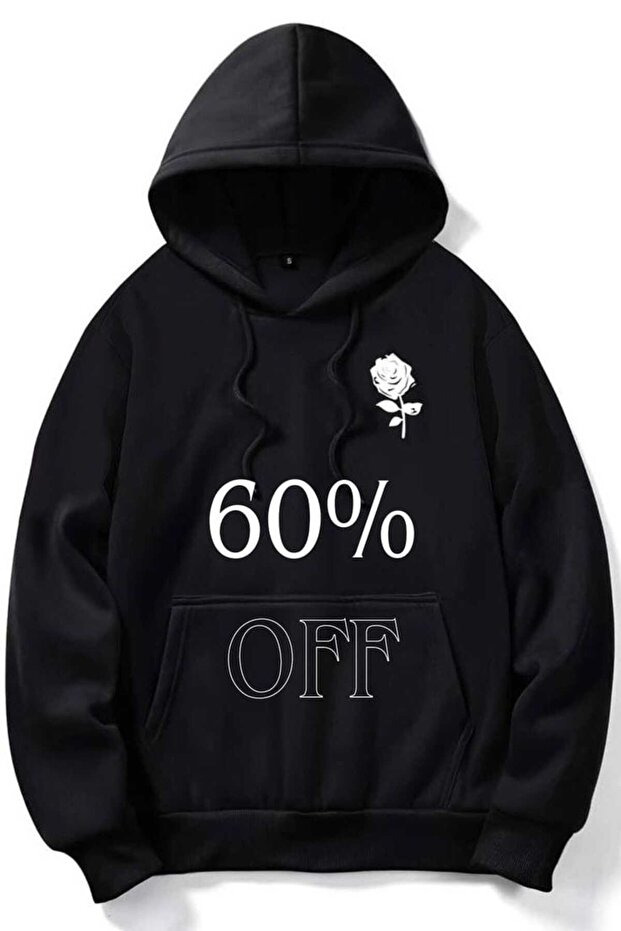 Unisex Black Casual Cut Hooded Sweatshirt with Inner Pockets, Warm Hoodie