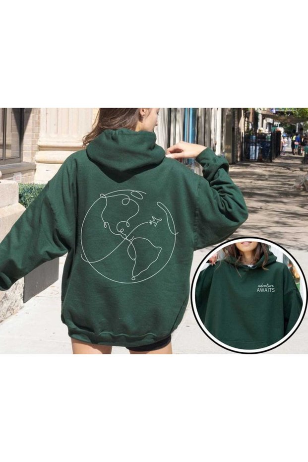 Unisex Green Hooded Oversize Sweatshirt Comfortable Fit Cotton with Fleece Inside