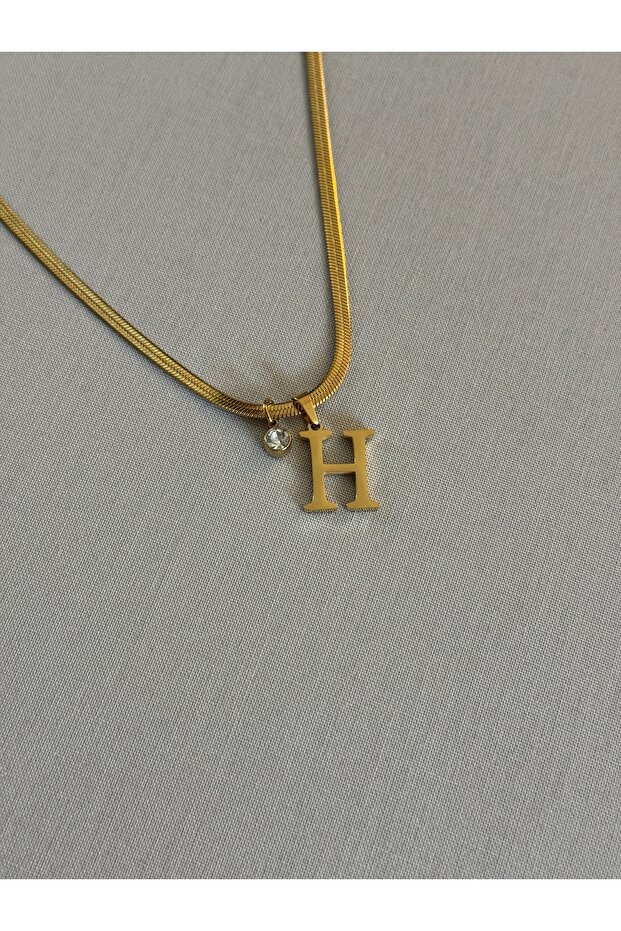 H Letter Stainless Steel Gold Necklace