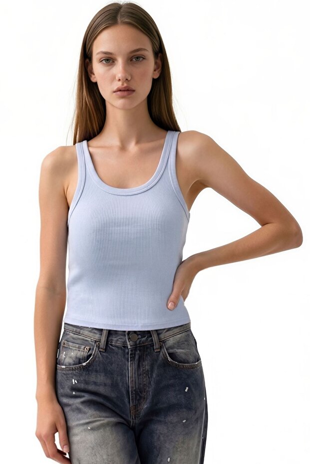 Busem Sleeveless Ribbed U-Neck Tank Top