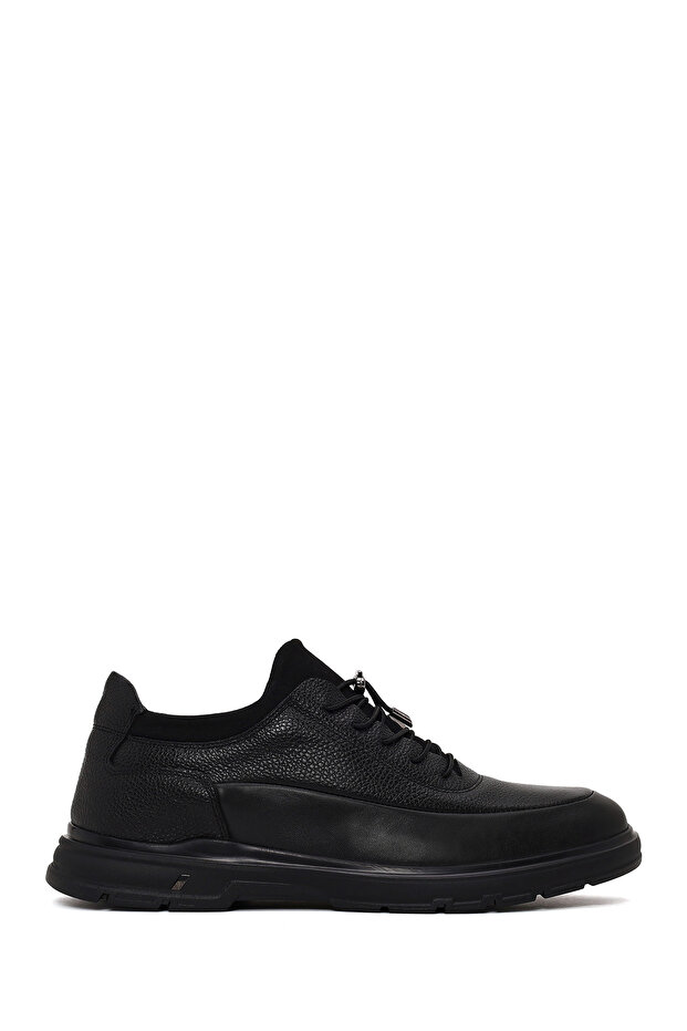 Men's Black Lace-Up Leather Casual Sneaker Wm790009Df