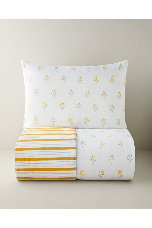Butter Bloom Cotton Single Duvet Cover Set 160X220 cm Mustard