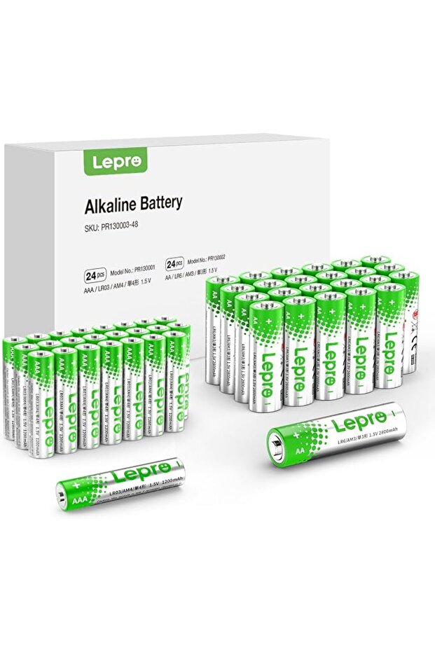 AA & AAA Batteries 48 Pack, 1.5 Volt Alkaline Battery with High Capacity, Anti-Leakage, Long L