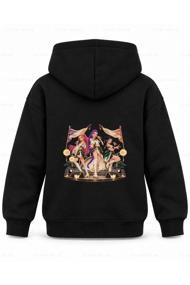 Huntr X Outdoor Rhythm Printed Black Kids' Hooded Sweatshirt