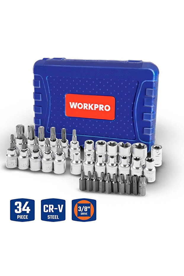 Wp202595 3/8'' Cr-V 34 Piece Heavy Duty Torx Socket Set (E/T Series)