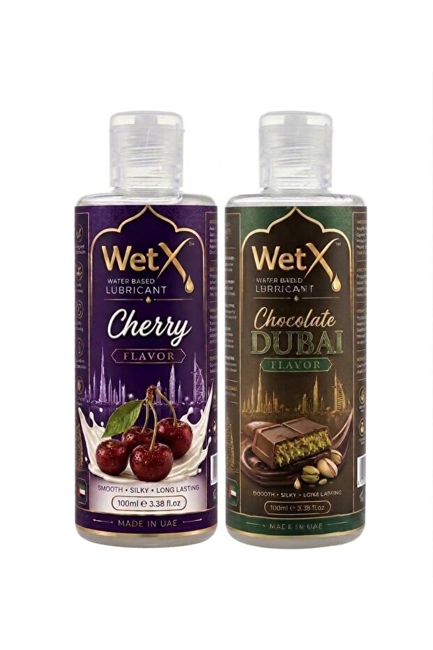 Water Based Lubricant - Pack of 2 (Cherry & Dubai Chocolate) 200ml (2 x 100ml) | Long Lasting Pleasure - Natural Feeling - Smooth & Silky Lube