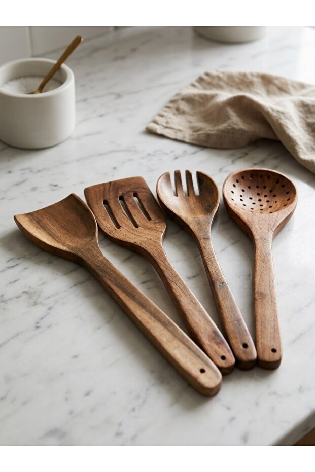 Acacia Wooden Spoon Set & 4-Piece Kitchen Serving Set