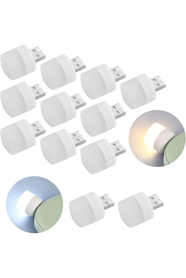 12 pcs USB Plug-in Night Lights, Round Mini Night Lights, Portable Night Lights, Soft Light Eye Prot