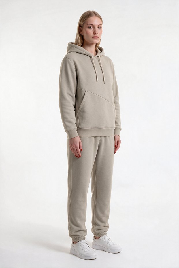 3-Thread Women's Tracksuit Set with Side Pockets (Fleece Inside) Top-Bottom