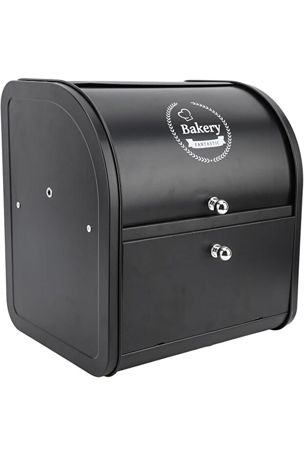 Multi-functional Double Layer Metal Bread Box Space-saving Storage Bin for Pantry and Desktop Organi