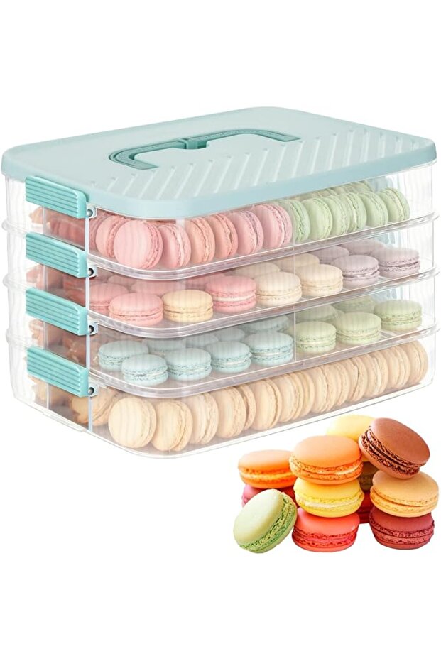 4-Layer Stackable Cookie Airtight Storage Containers with Lids, Portable Plastic Cookie Storage Case