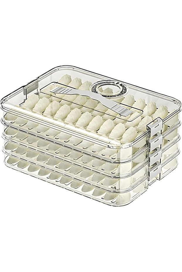 Food Storage Containers with Lids,Plastic Cookie Storage Containers Airtight, 4-LayerCookie Tray wit