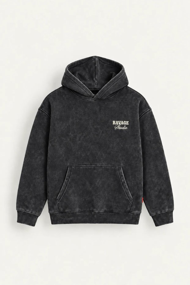 Ravage - Black - Hooded Double Zipper - Cotton Men's Sweatshirt