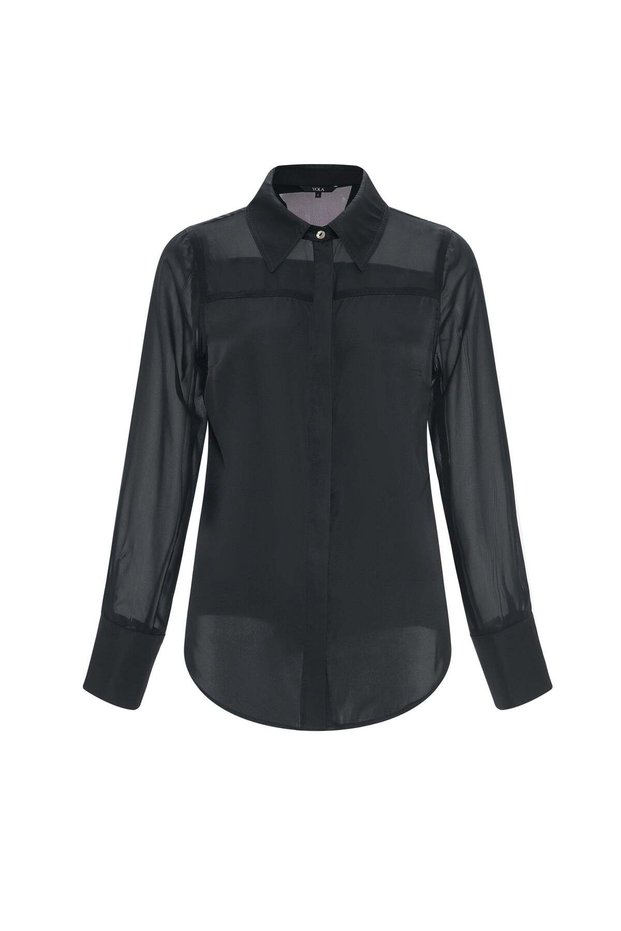 Plain Blouse with Long Sleeves