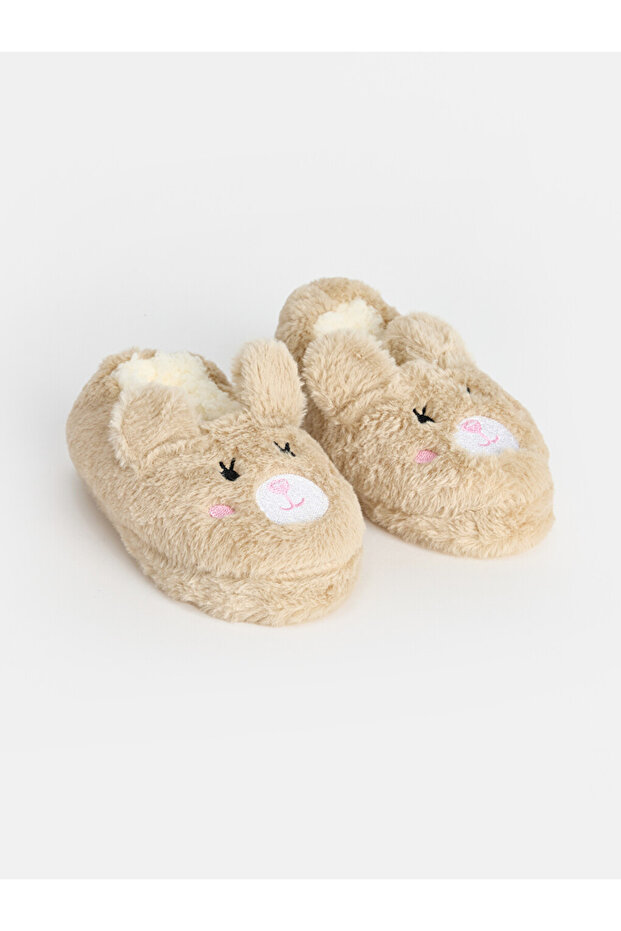 Rmz Gi̇yi̇m Farki̇yla Girl's Plush Slippers with Rabbit Figure