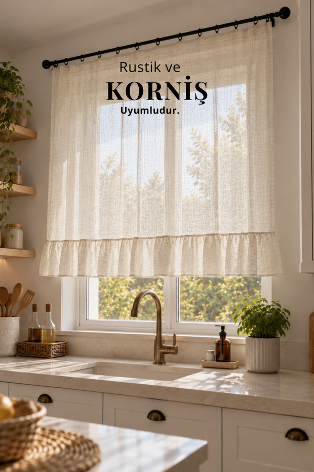 Linen Sheer Tulle Curtain Compatible with Curtain Rod and Rustic - Modern and Natural Style