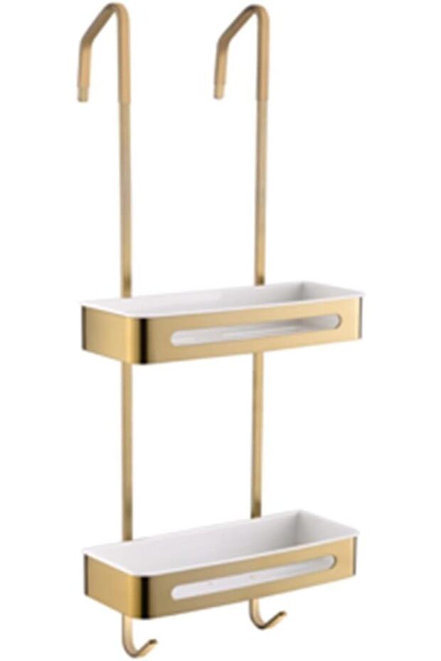 Over The Shower Door Caddy Organizer Rack with Hooks and Storage Basket Rust Proof Hanging Shower Or