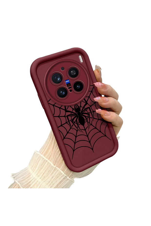 Vivo X200 Pro Compatible Dark Style Spider Web Printed Case, Daily Impact Protection