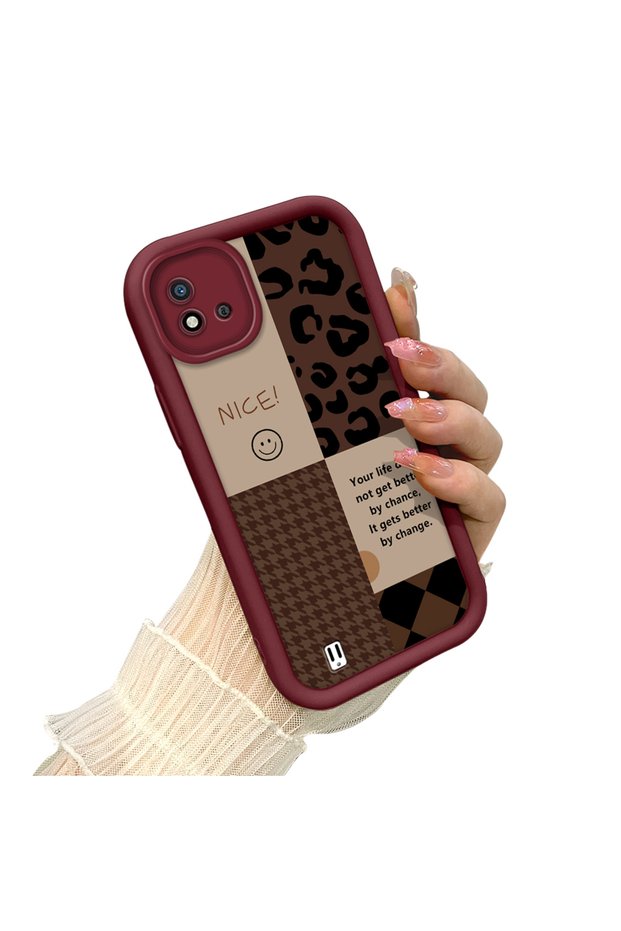 Realme C11 2021 Compatible Leopard Checkered Collage Case, Stylish and Personalized Design