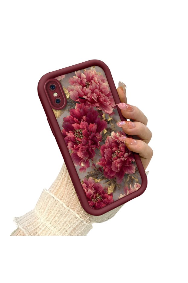 iPhone XS Max Compatible Luxury Retro Peony Flower Illustration Case, Stylish Air