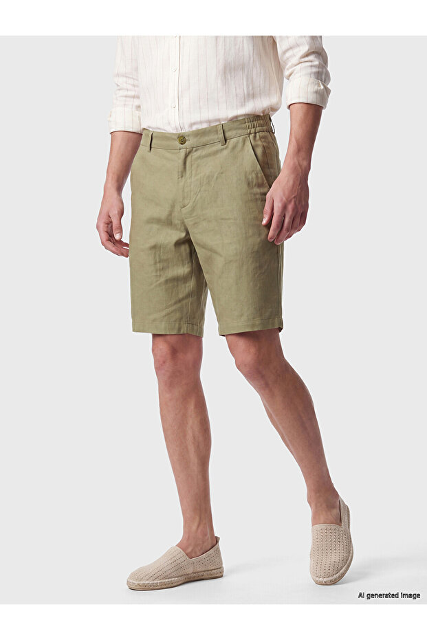 Southblue Khaki Regular Fit Linen Blend Men's Shorts