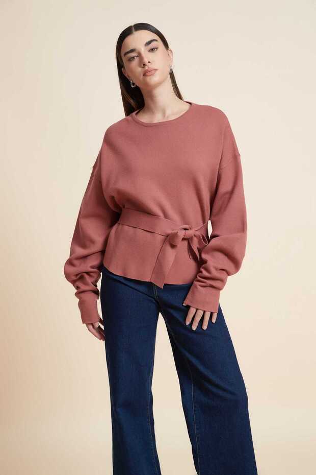 Plain Relaxed Sweatshirt with Long Sleeves