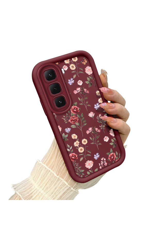 Infinix Hot 60 5g Compatible Retro Wildflower Butterfly Case, Elevated Lens Frame