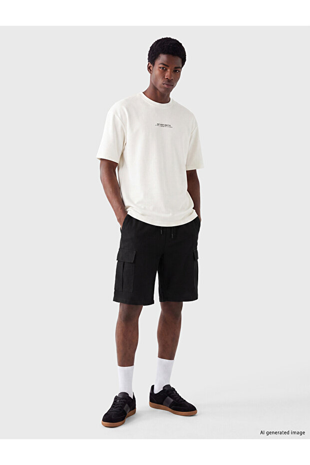 Xside Black Regular Fit Men's Cargo Shorts
