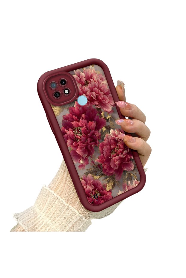 Realme C21 Compatible Luxury Retro Peony Flower Drawing Case, Stylish Air