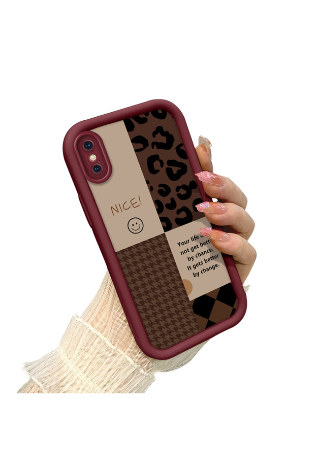 iPhone XS Max Compatible Leopard Checkered Collage Case, Stylish and Personalized Design