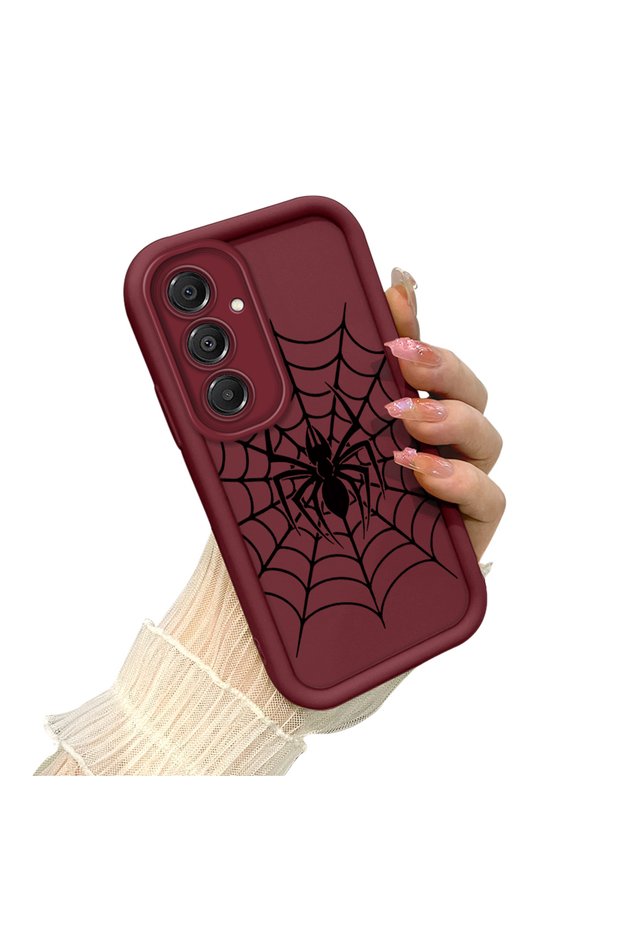 Samsung Galaxy A16 4G/5G Compatible Dark Style Spider Web Printed Case, Daily Impact Protection