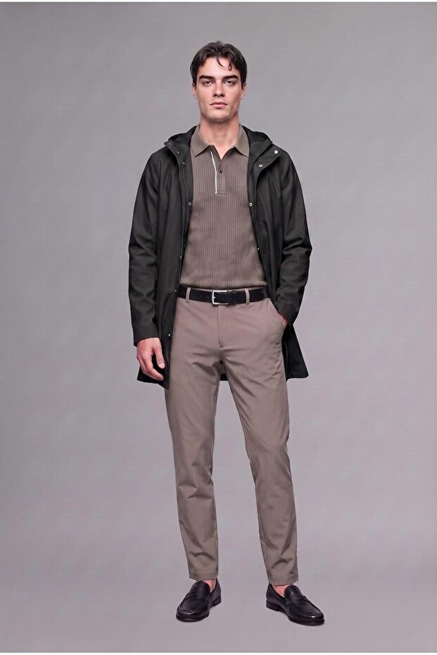 Regular Fit Waterproof Hooded Faux Leather Parka (26 Au)