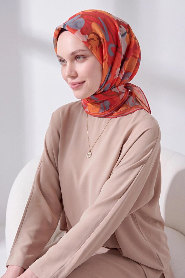 Soft Scarf Painterly Floral Red
