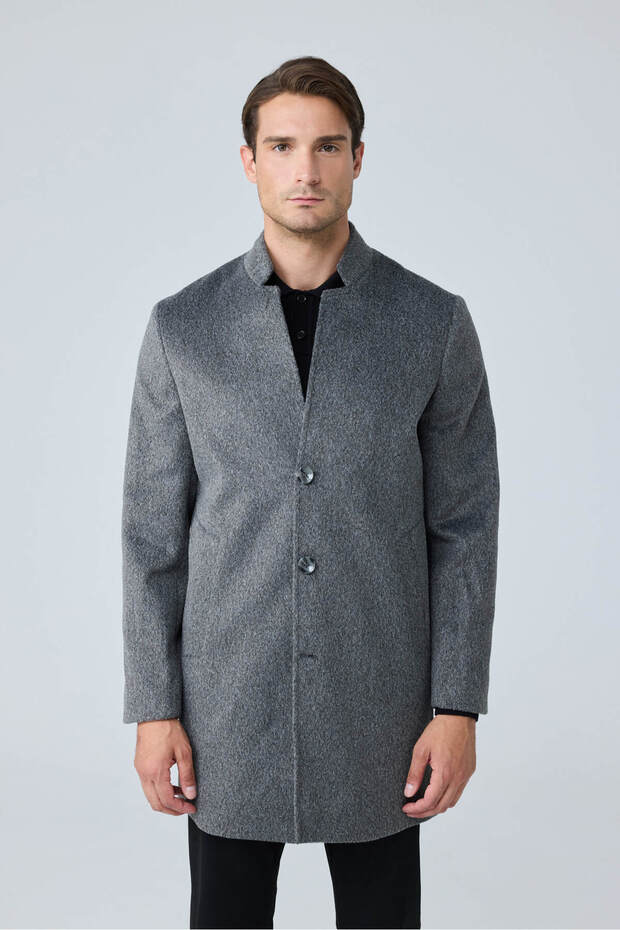 Men's Relaxed-Fit Premium Wool Cashmere Coat Gray 4351Dngr