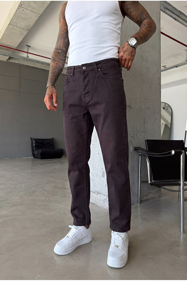 Men's Boyfriend Bitter Brown Denim Jean Trousers Ke-1312