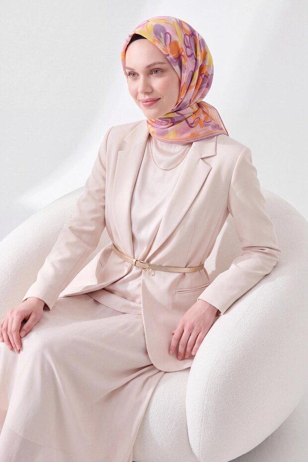 Soft Scarf Painterly Floral Lilac