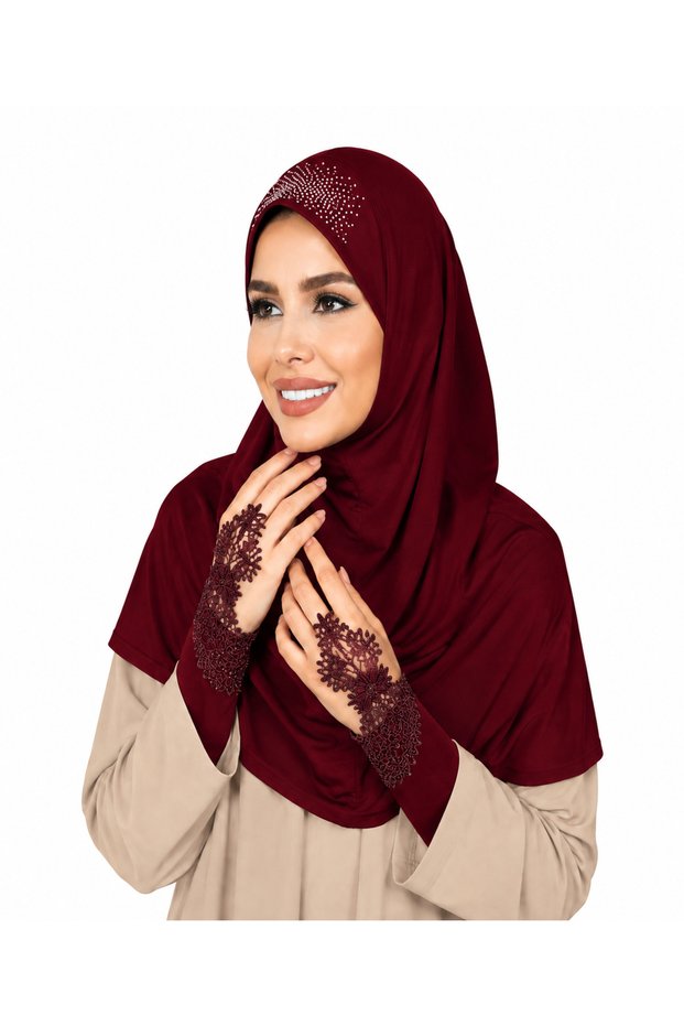 for Women – Elegant Embellished Islamic Hijab, Modest Headscarf with Decorative Detail