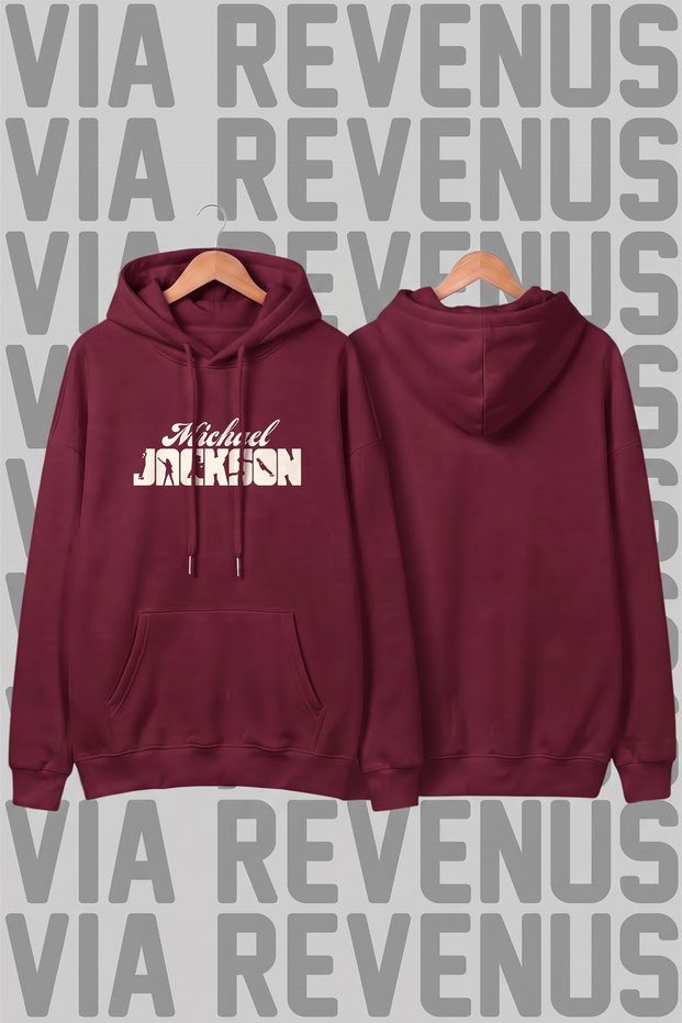 Michael Jackson Printed Unisex Wide Fit Hoodie Sweatshirt - 3-Thread Fleece Hood Lined with Drawstring Detail