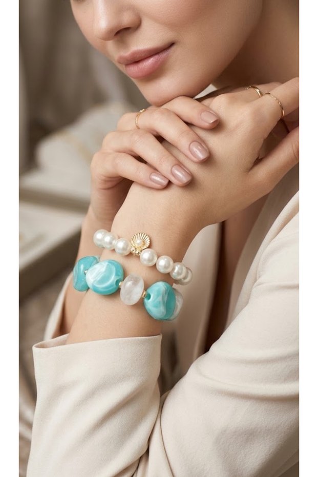 Women's Sea Shell 2-Piece Bracelet Set |   Does Not Darken |   Gift Boxed