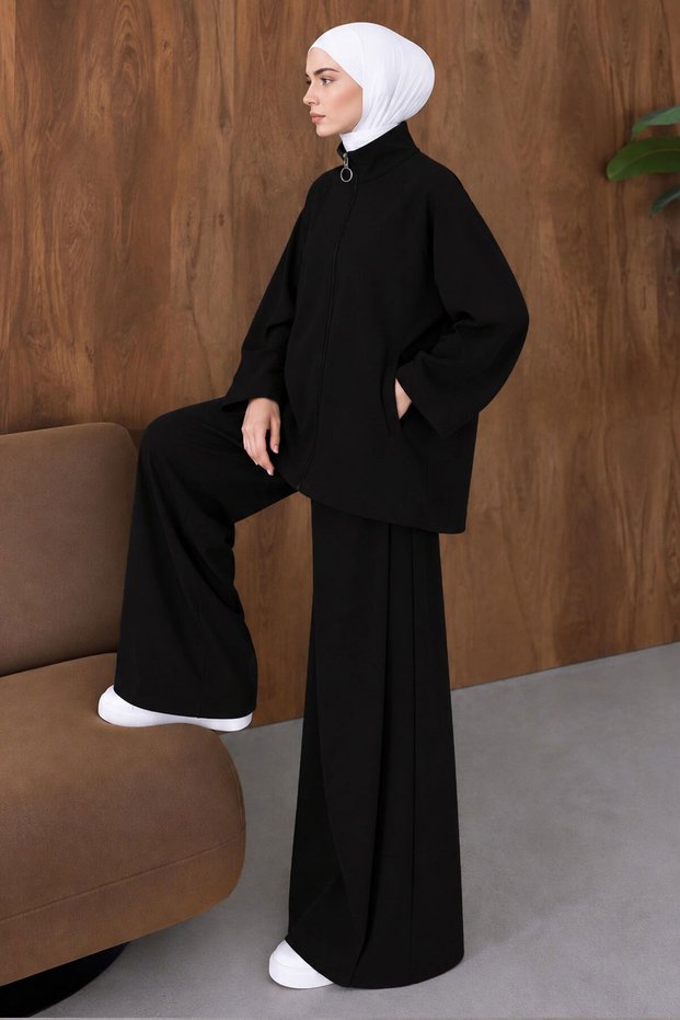 High Collar Zippered Oysho Suit Tsd260286 Black