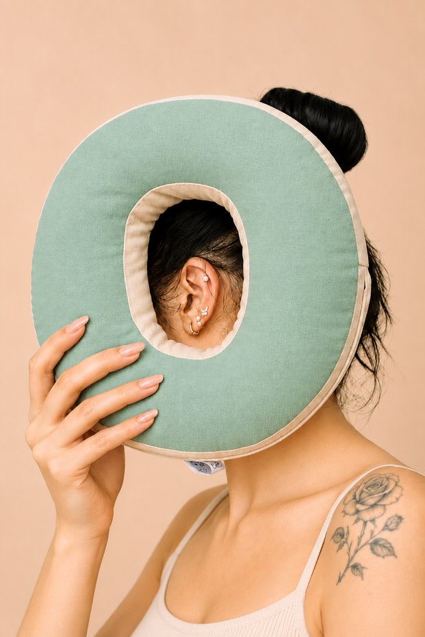 Midi Loop Piercing Pillow | Ear Cavity Pillow for Side Sleepers | 25 cm Circle