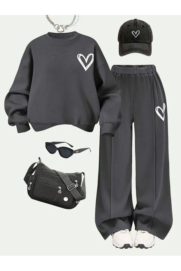 Çimalı Children's Wide-Legged Top and Bottom Set Cotton