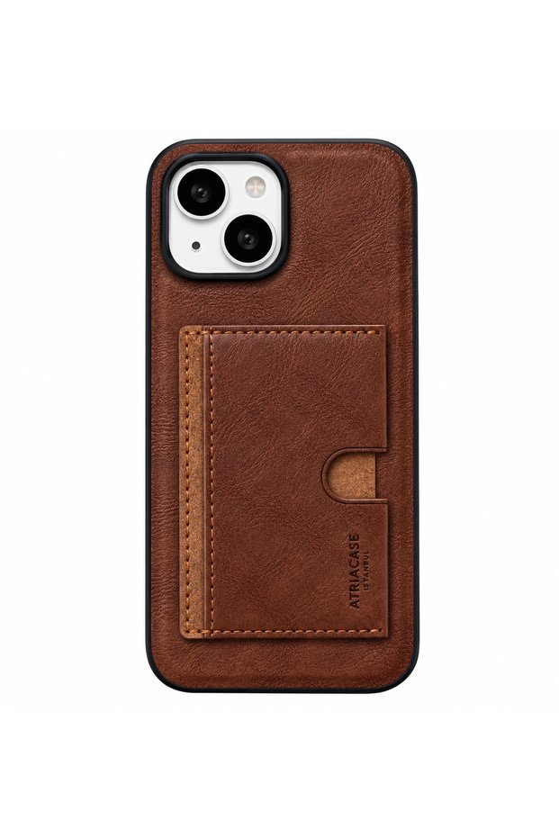 Compatible with iPhone 13 and 14 - Airjacket Wallet Cover (Holds 3 Cards) with Stand, Protective and Durable Leather Case