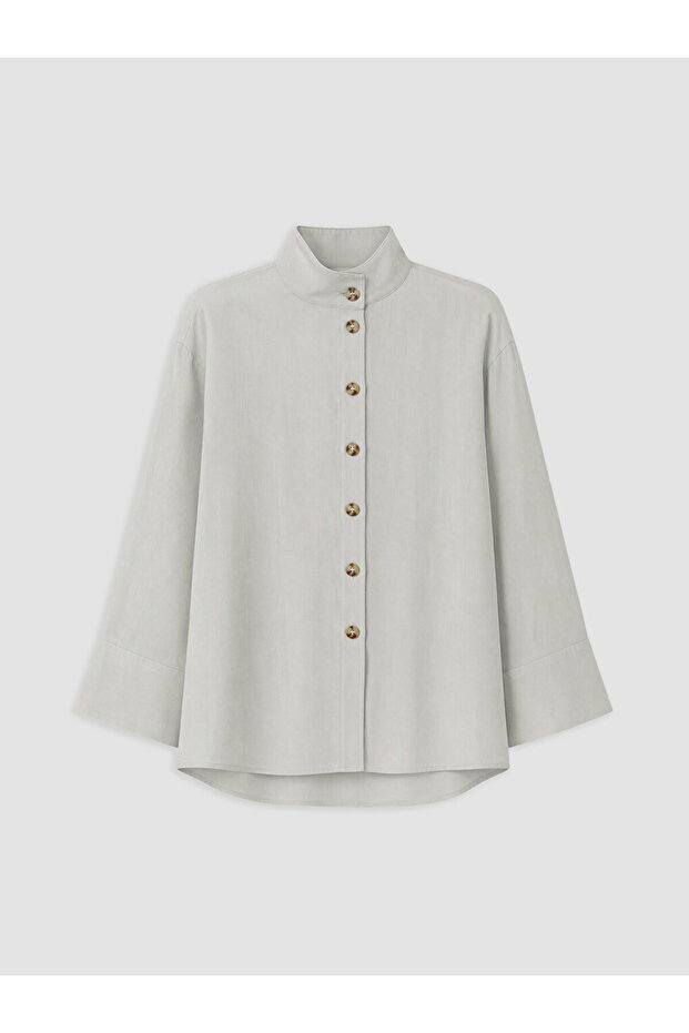 Rmz Gi̇yi̇m Farkiyla Dik Roba Collar Modal Blended Women's Shirt