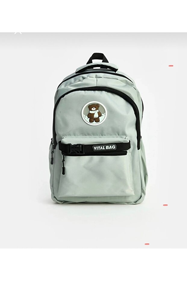 Vital Parachute Fabric Backpack with Bear Figure
